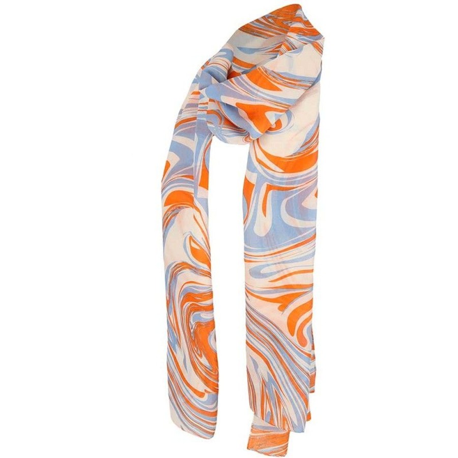 Dames Sarlini | Sarlini Lange Print Sjaal Orange 000420-00410