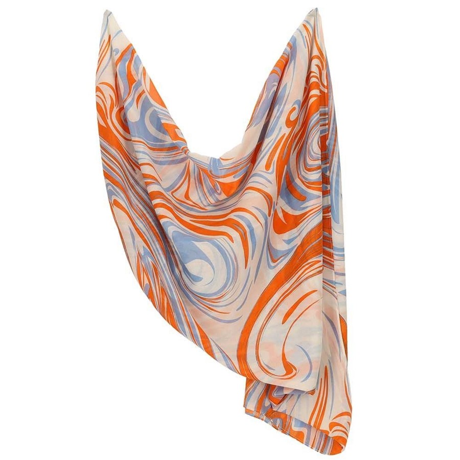 Dames Sarlini | Sarlini Lange Print Sjaal Orange 000420-00410