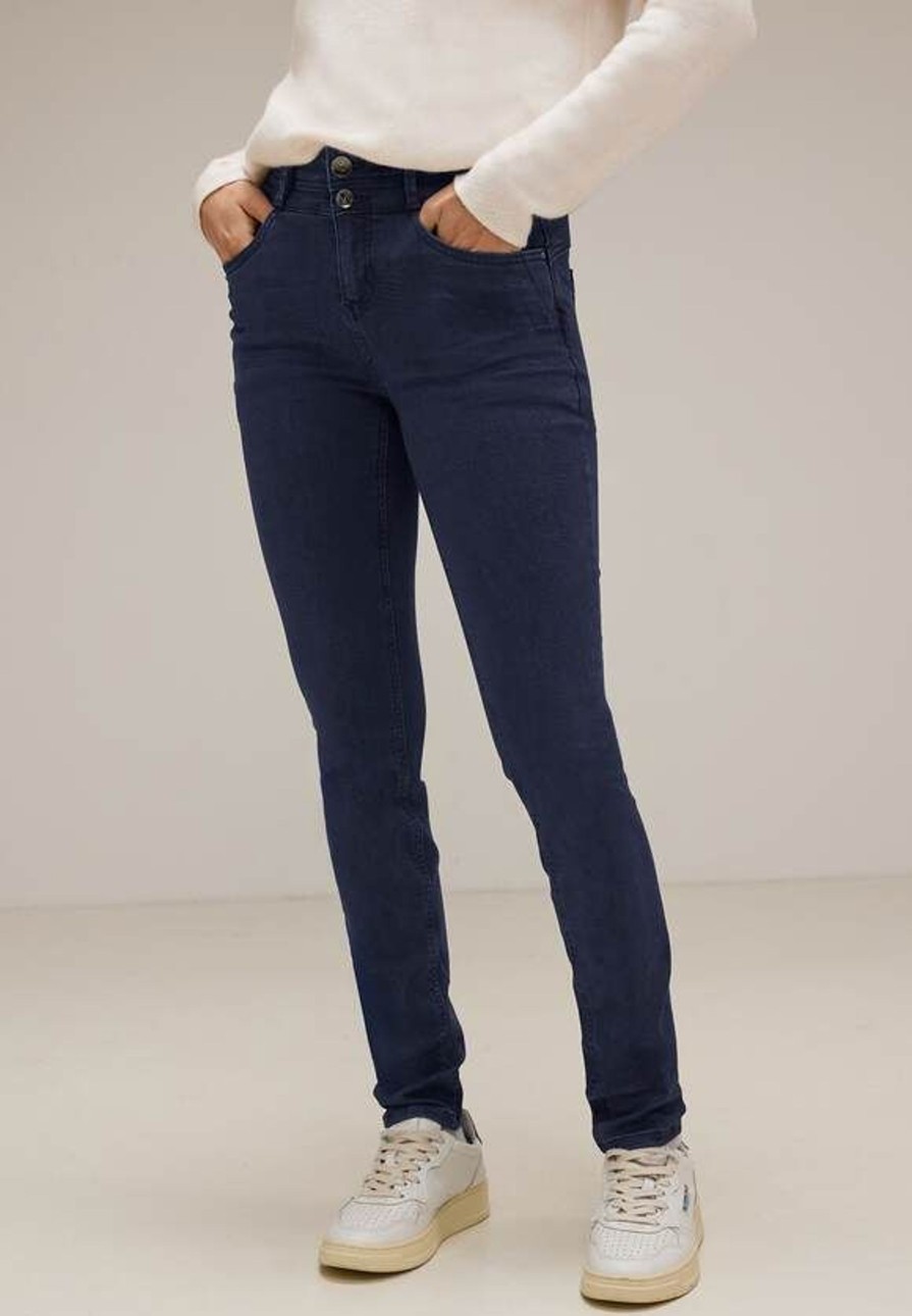 Dames Street One | Street One Slim Fit Denim York Deep Indigo 376545