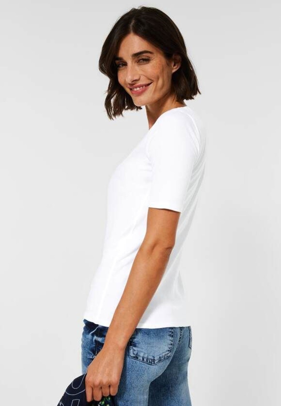 Dames Cecil | Cecil Korte Mouw Shirt White 317515 10000