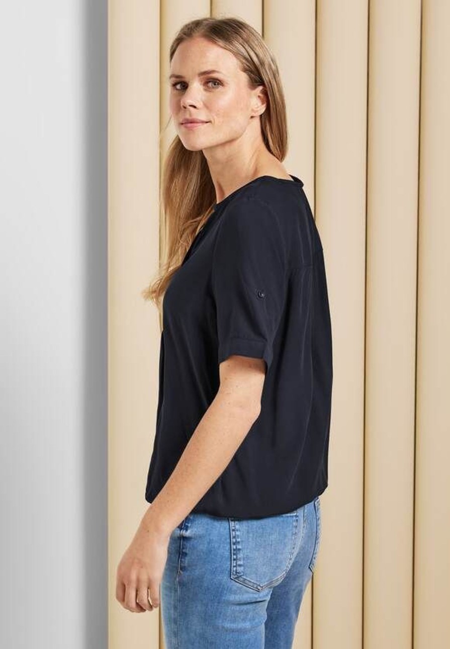 Dames Cecil | Cecil Uni Blouse Deep Blue 343933 10128