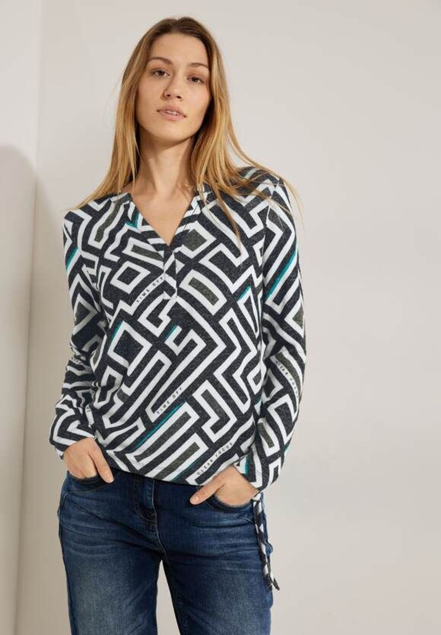 Dames Cecil | Cecil Grafische Print Shirt Black 320789 34500