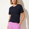Dames Street One | Street One Korte Mouw Shirt Deep Blue 320321 11238