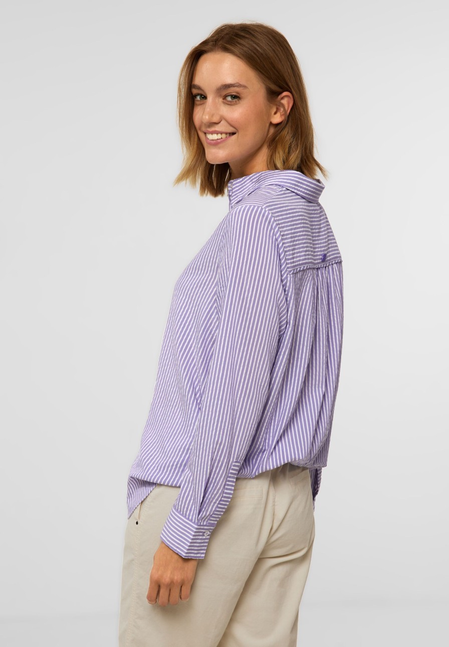 Dames Street One | Street One Seersucker Blouse Lilac 344190 25181