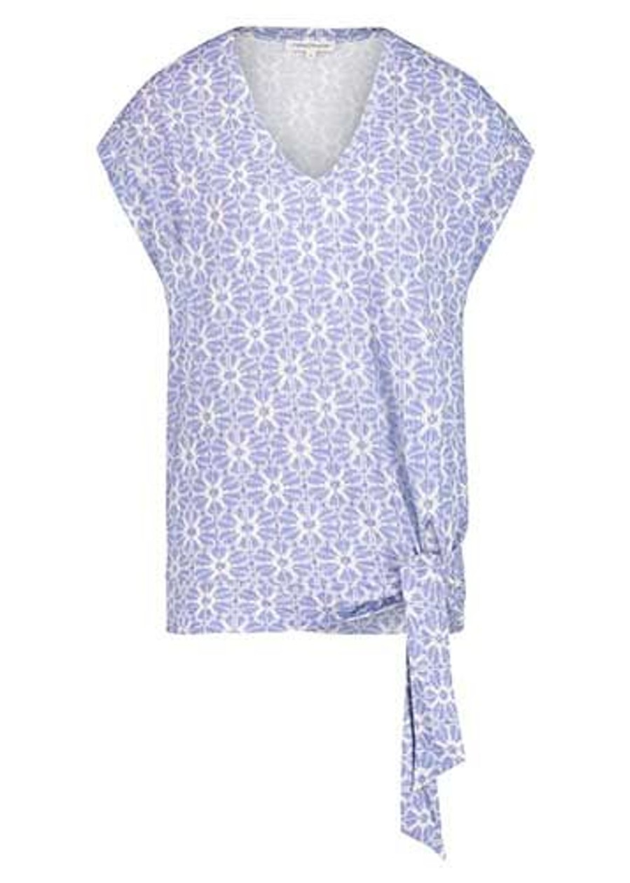 Dames Tramontana | Tramontana Print Top Blues D04-04-401