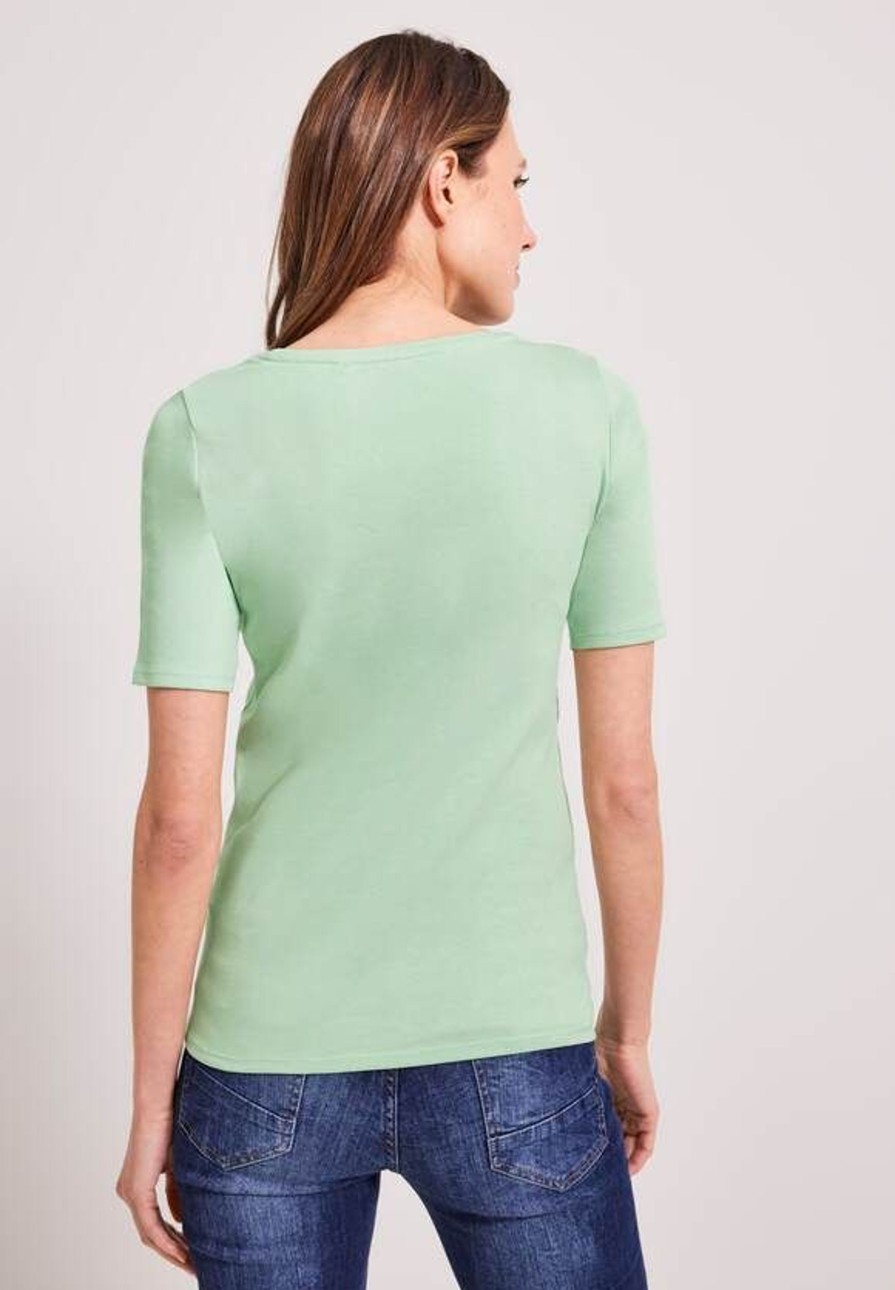 Dames Cecil | Cecil Korte Mouw Shirt Salvia Green 317515 14851