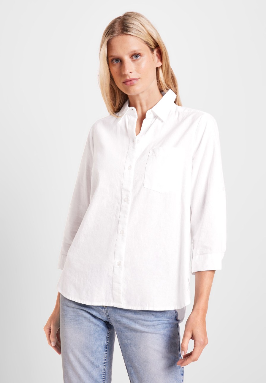 Dames Cecil | Cecil Linnen Blouse White 343762 10000