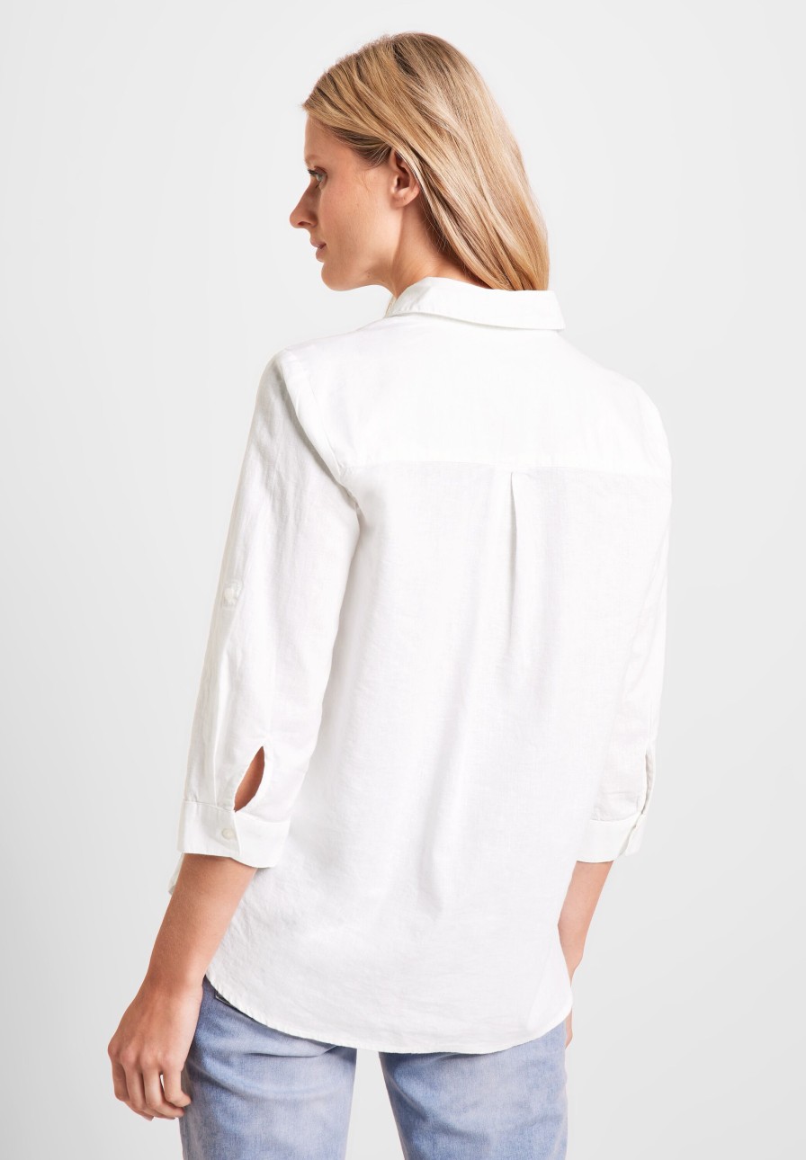 Dames Cecil | Cecil Linnen Blouse White 343762 10000