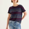 Dames Street One | Street One Streep Shirt Deep Blue 319603 31238
