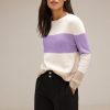 Dames Street One | Street One Streep Trui Pure Lilac 302417 35290