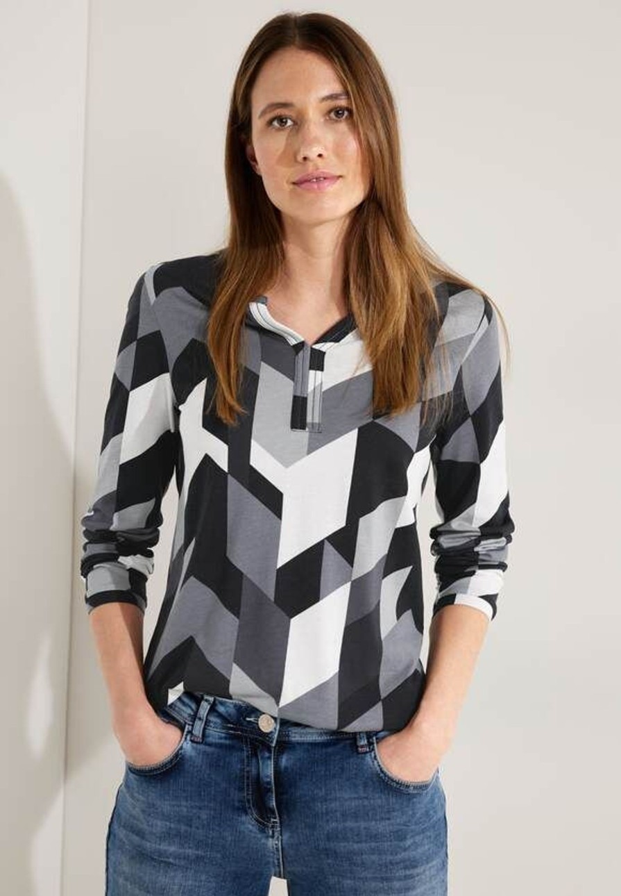 Dames Cecil | Cecil Grafische Print Shirt Black 320654 30001