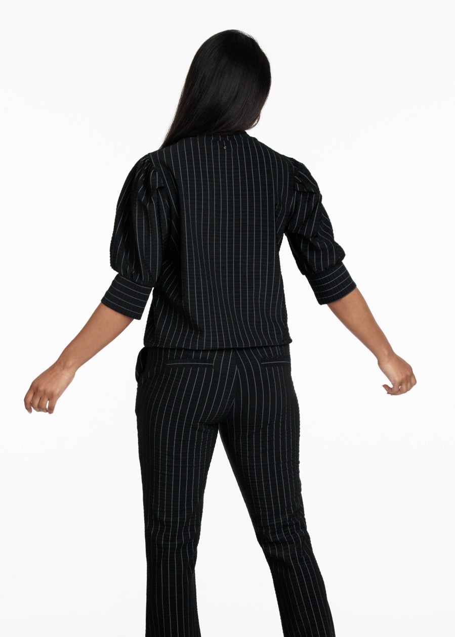 Dames Tramontana | Tramontana Pinstripe Shirt Black Q09-09-601