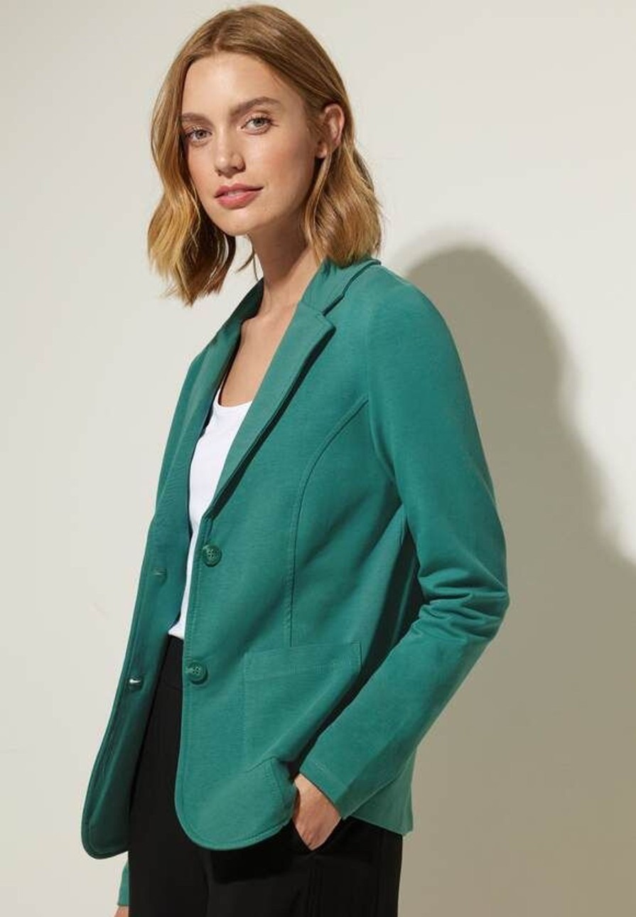 Dames Street One | Street One Jersey Blazer Lagoon Green 211912 14957