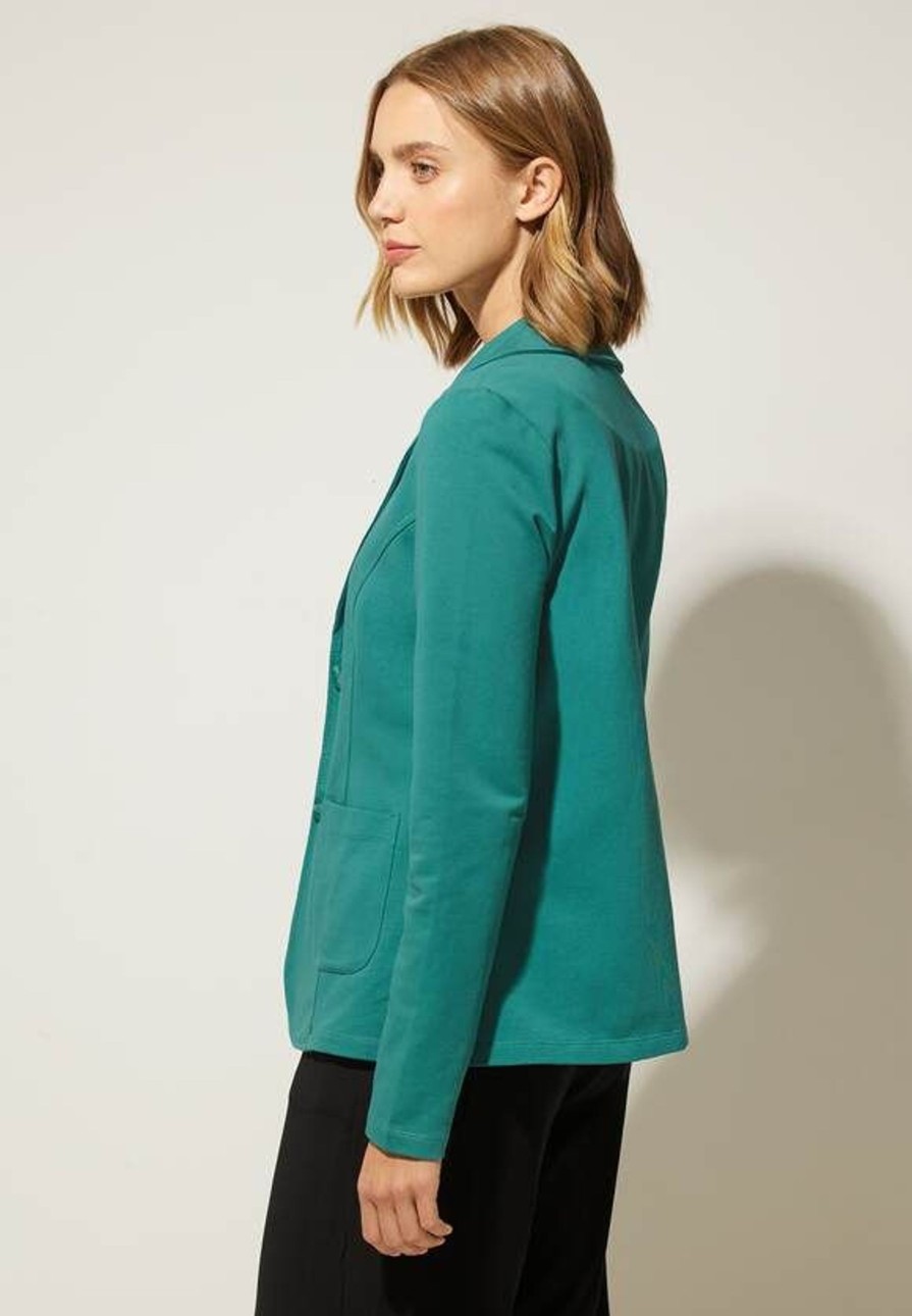 Dames Street One | Street One Jersey Blazer Lagoon Green 211912 14957