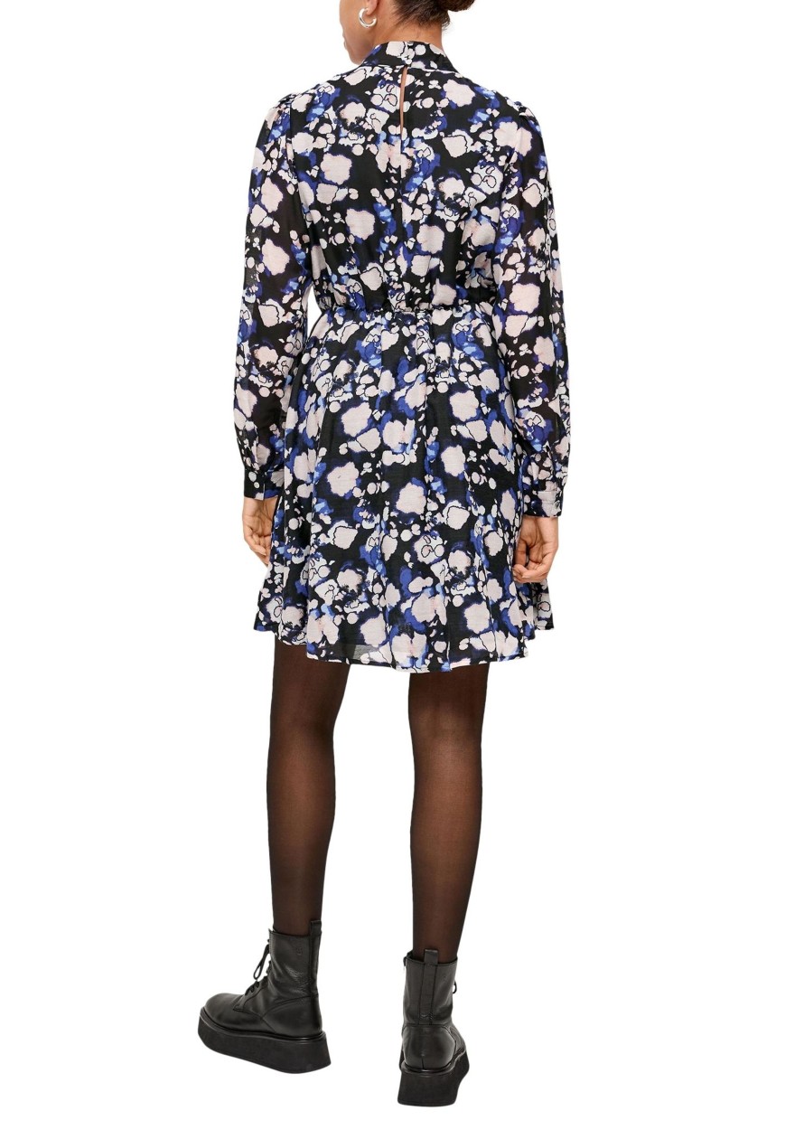 Dames S.Oliver | Qs By S. Oliver Print Jurk Black 2137463