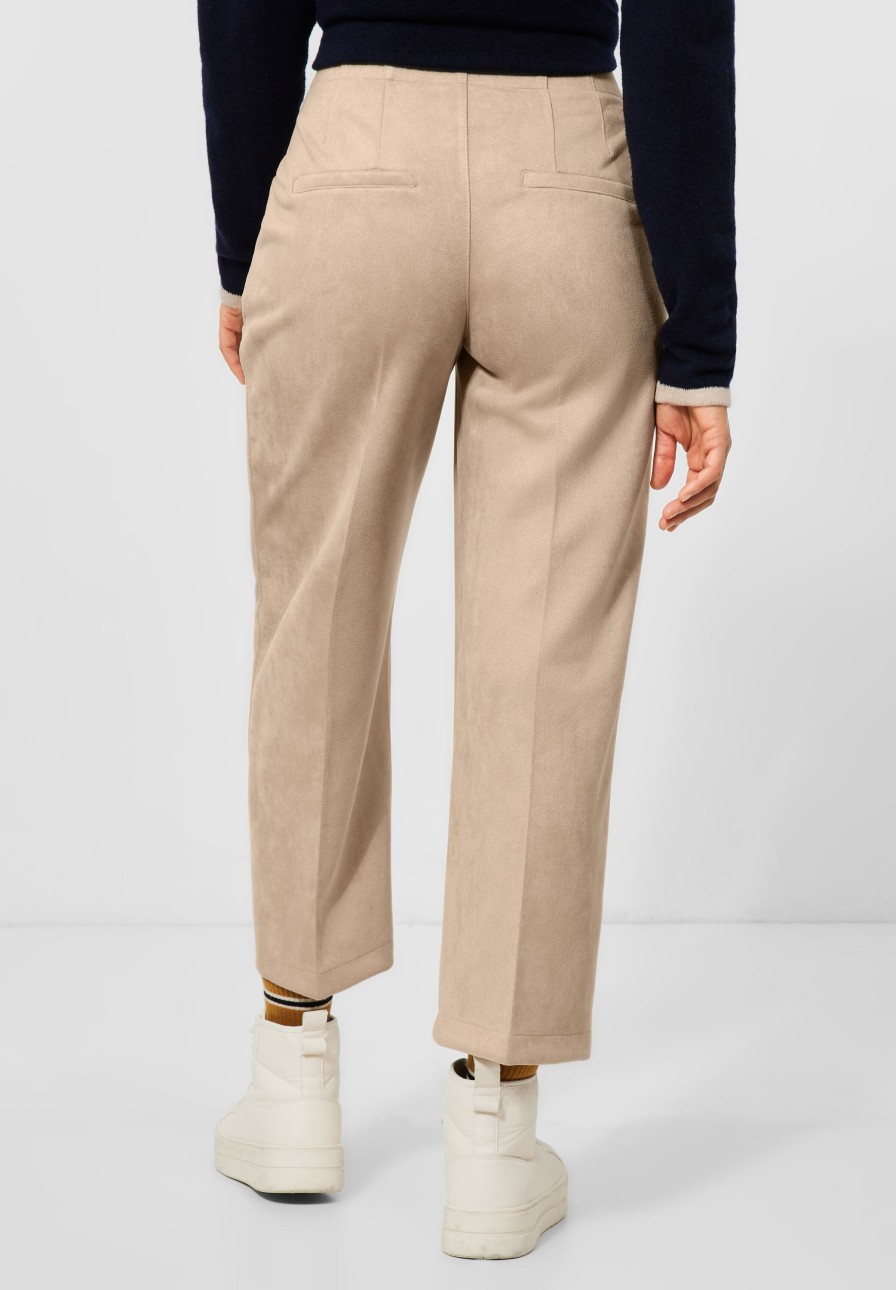 Dames Street One | Street One Velours Broek Buff Sand 375932 14486