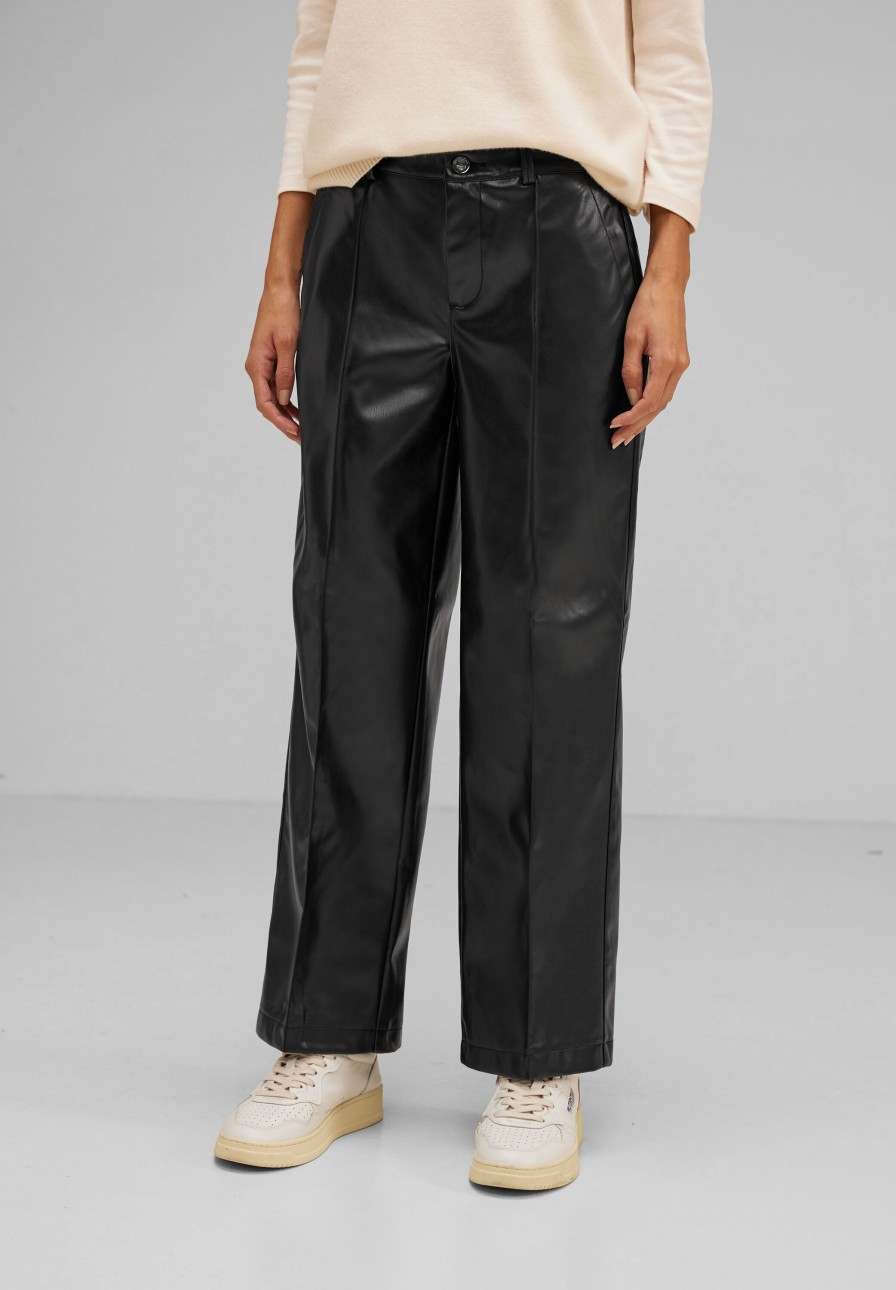 Dames Street One | Street One Vegan Leather Broek Black 376800 10001