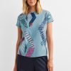 Dames Cecil | Cecil Print Shirt Reef Blue Melange 320254 35088