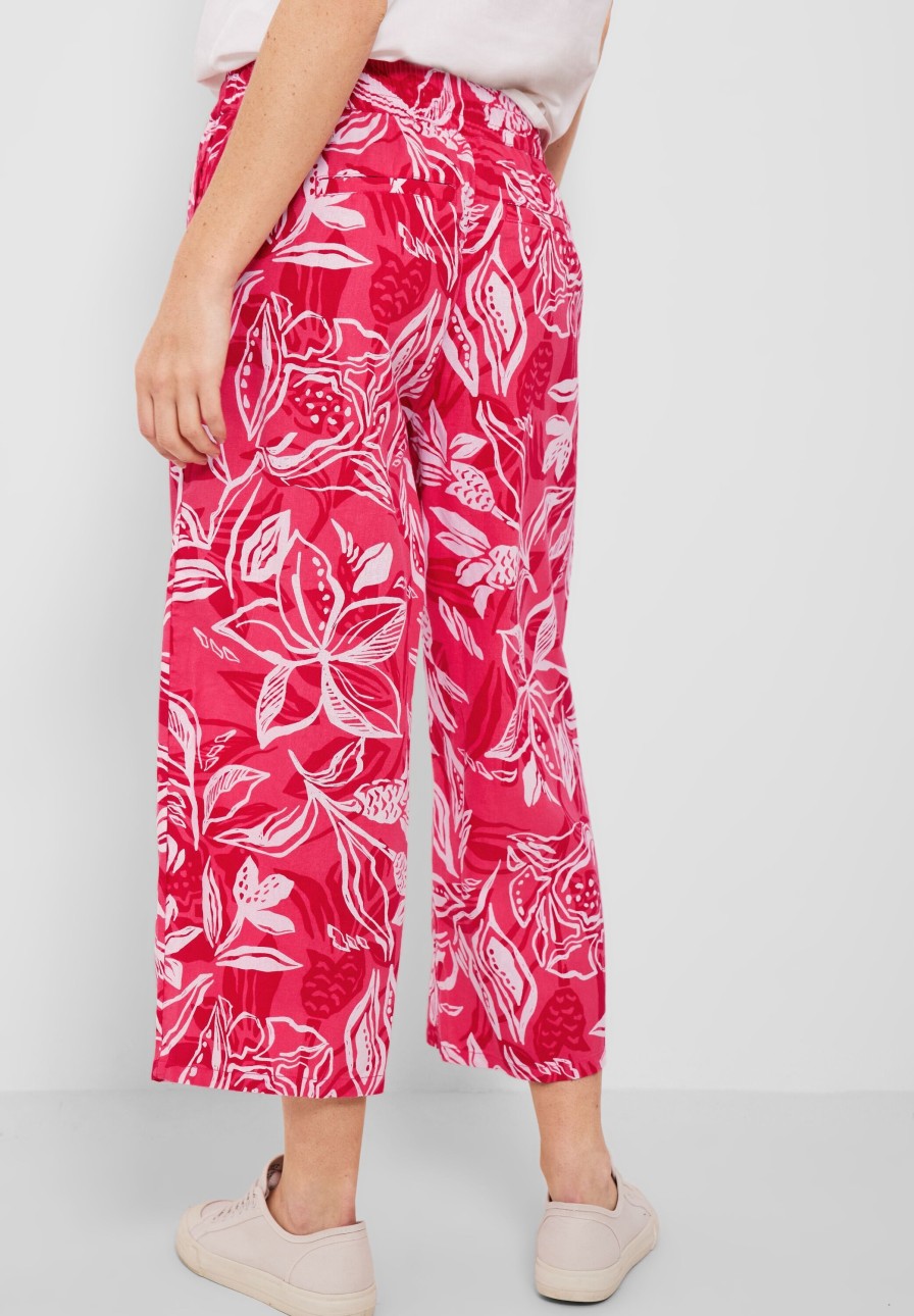 Dames Cecil | Cecil Linnen Print Broek Strawberry 376140 34472