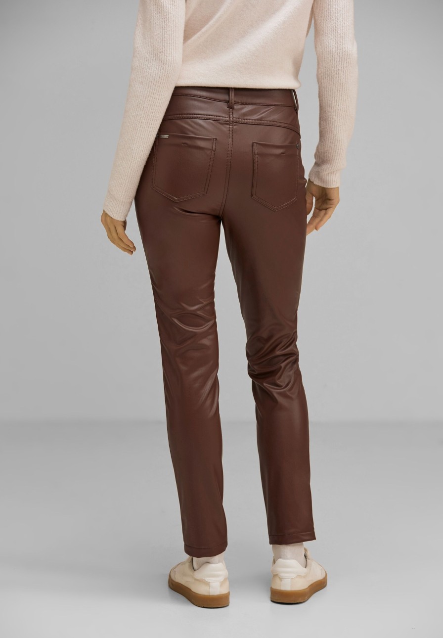 Dames Street One | Street One Vegan Leather Broek Brown 377038 15435