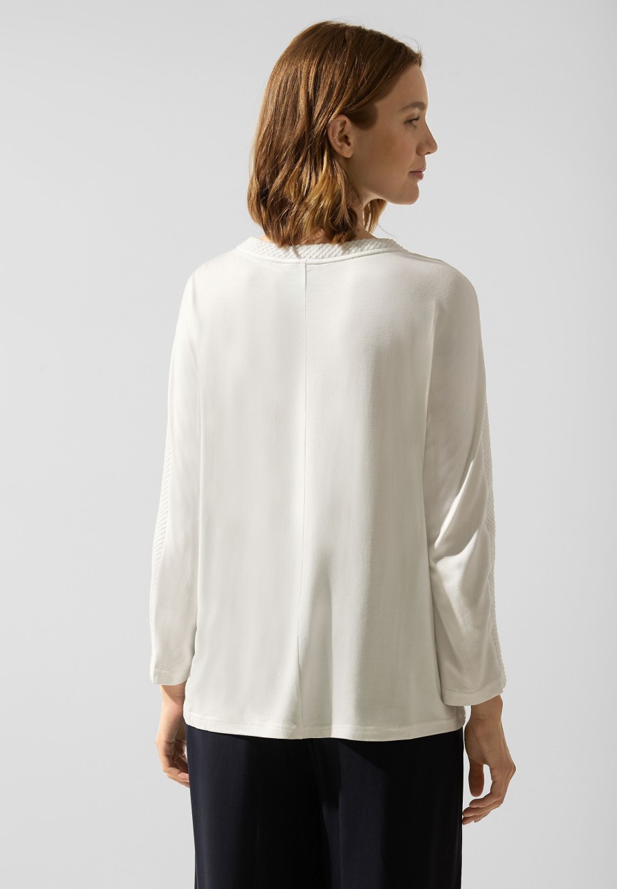 Dames Street One | Street One Structuur Shirt Off White 320248 10108