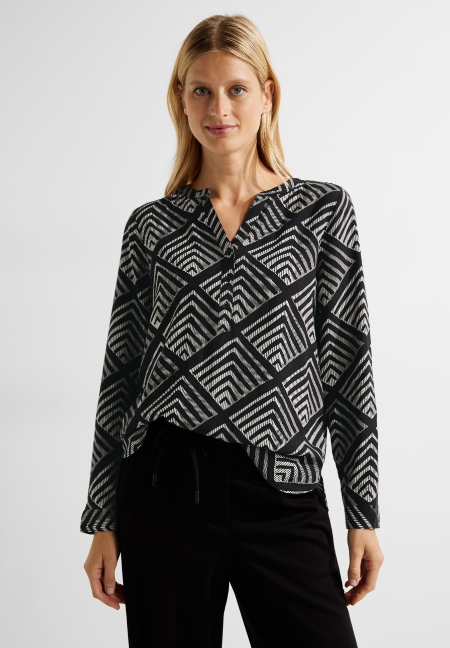 Dames Cecil | Cecil Grafische Print Blouse Black 344184 20001