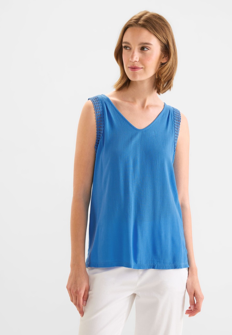 Dames Street One | Street One Blouse Top Blue Bay 320003 14915