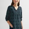 Dames Cecil | Cecil Grafische Print Blouse Petrol Blue 344375 35