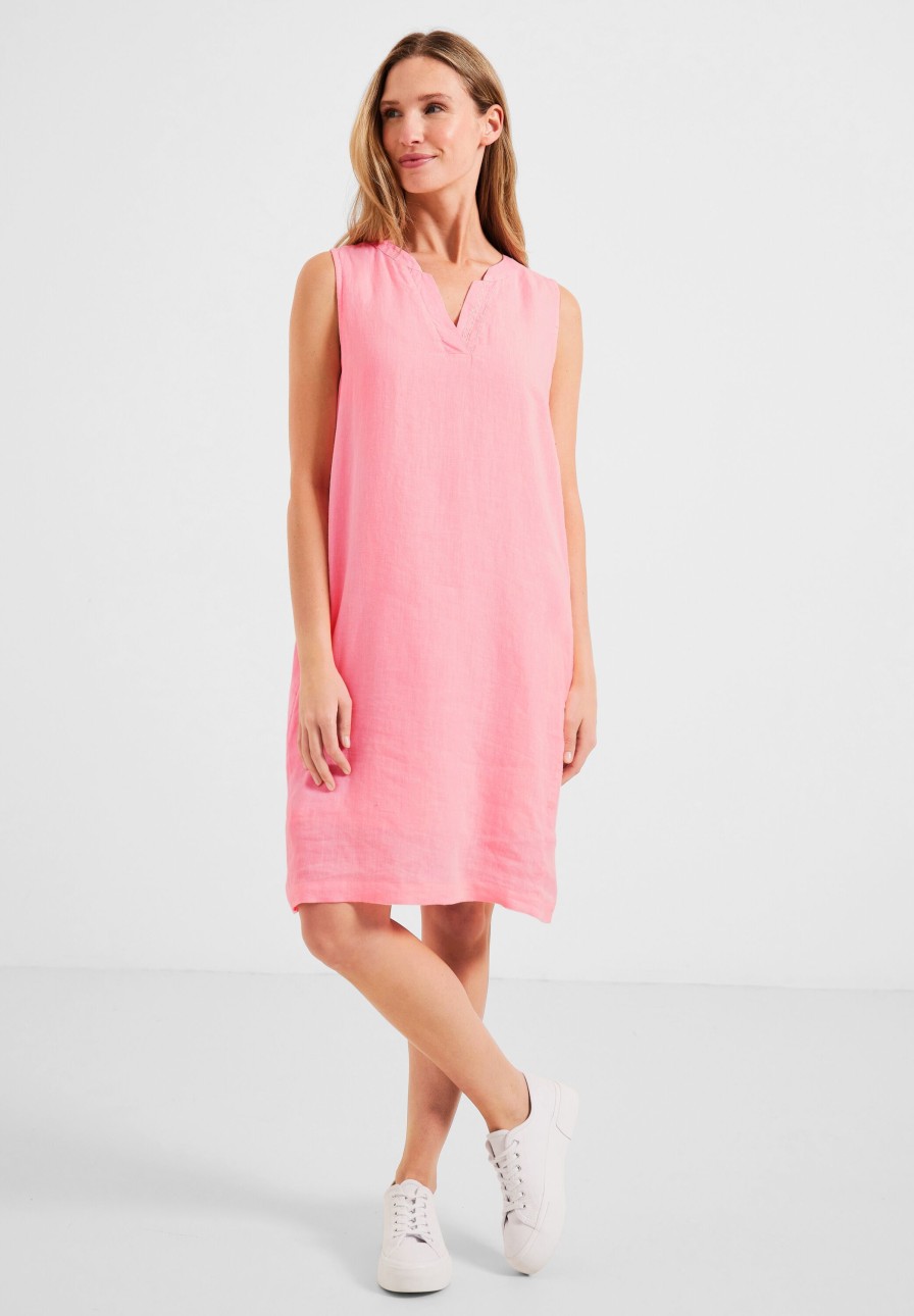 Dames Cecil | Cecil Linnen Jurk Soft Neon Pink 143594 12735