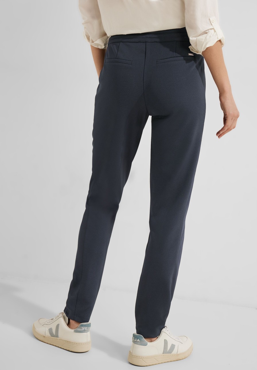 Dames Cecil | Cecil Jersey Broek Tracey Night Blue 376852 14077