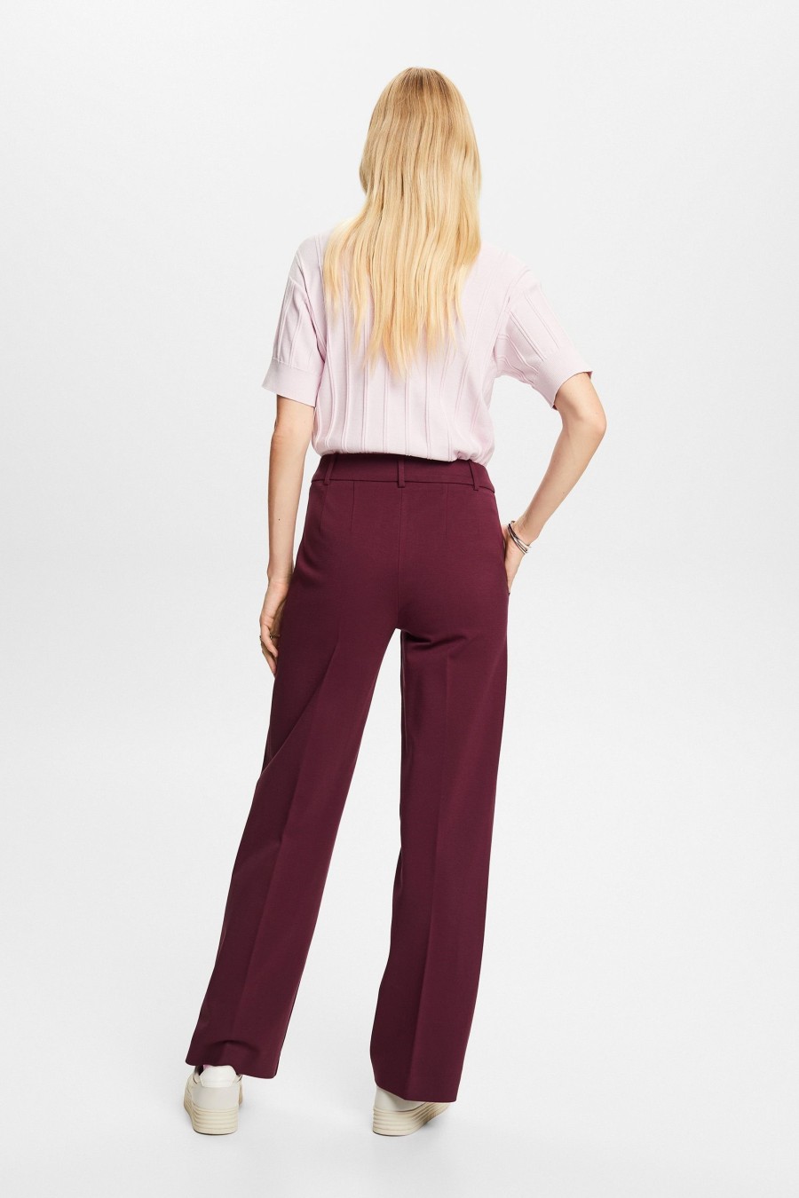 Dames Esprit | Esprit Jersey Pantalon Aubergine 991Eo1B304 515