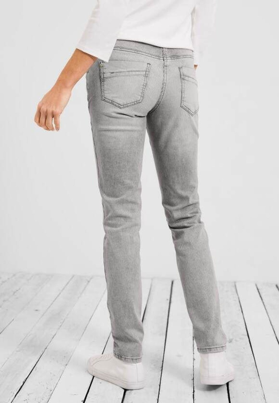 Dames Cecil | Cecil Streep Denim Grey Used Wash 376168 20189