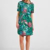 Dames Cecil | Cecil Linnen Jurk Trefoil Green 143467 34475