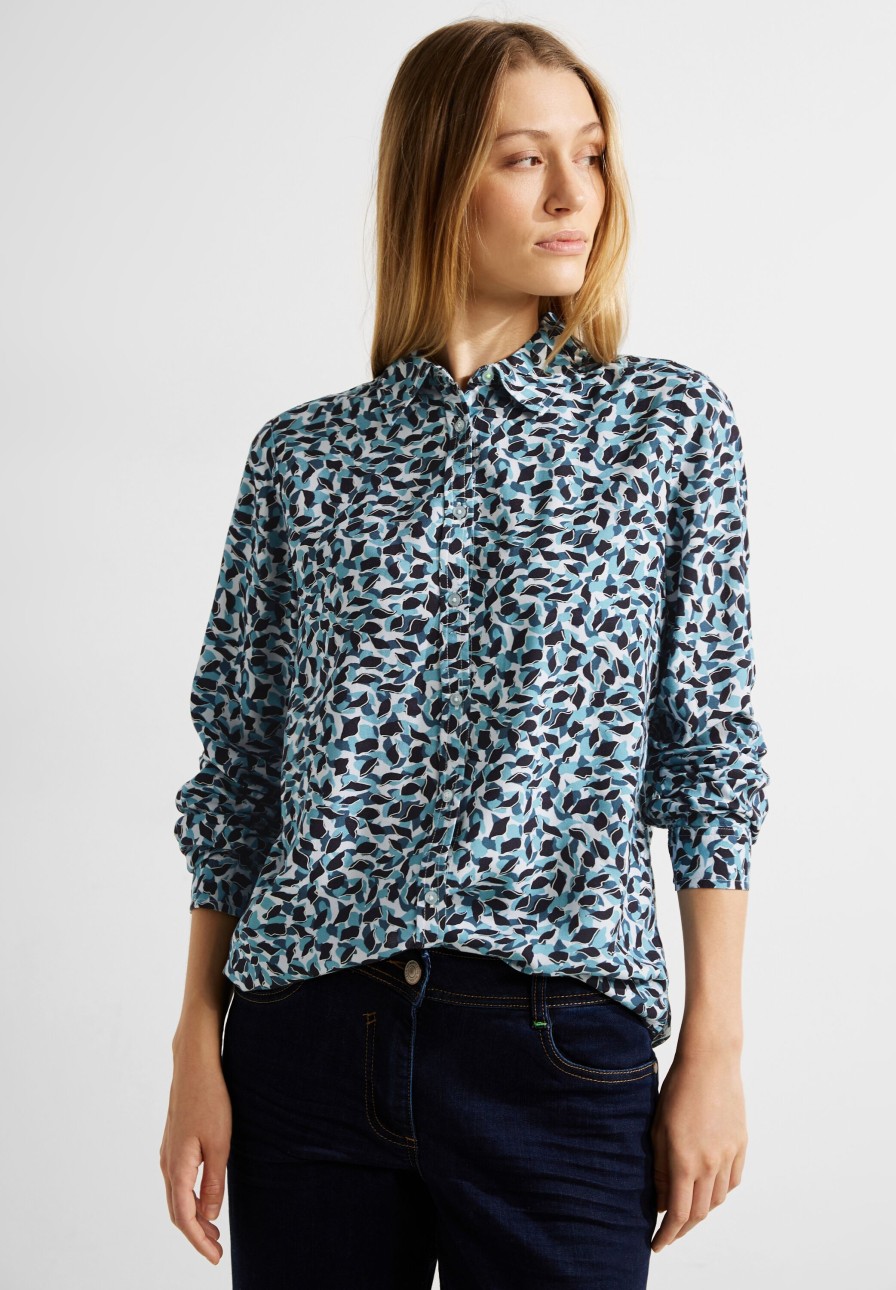 Dames Cecil | Cecil Print Blouse Petrol Blue 344256 35319