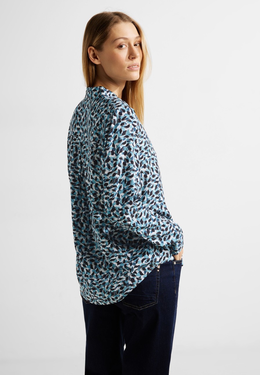 Dames Cecil | Cecil Print Blouse Petrol Blue 344256 35319