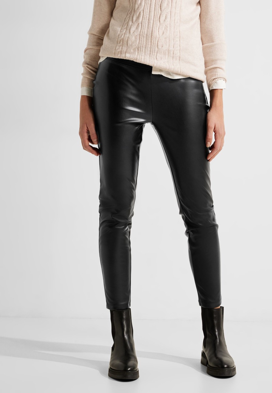 Dames Cecil | Cecil Vegan Leather Legging Black 377018 10001