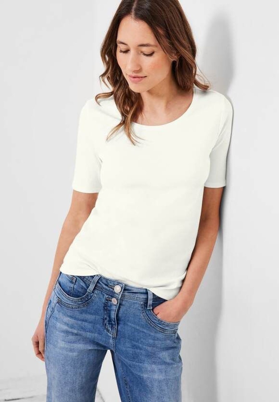 Dames Cecil | Cecil Korte Mouw Shirt Vanilla White 317515 13474