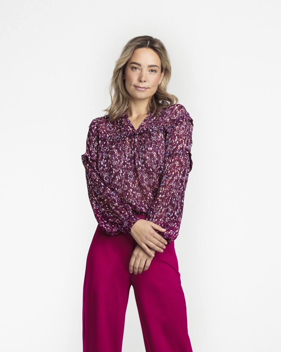 Dames Tramontana | Tramontana Print Blouse Reds C03-07-301