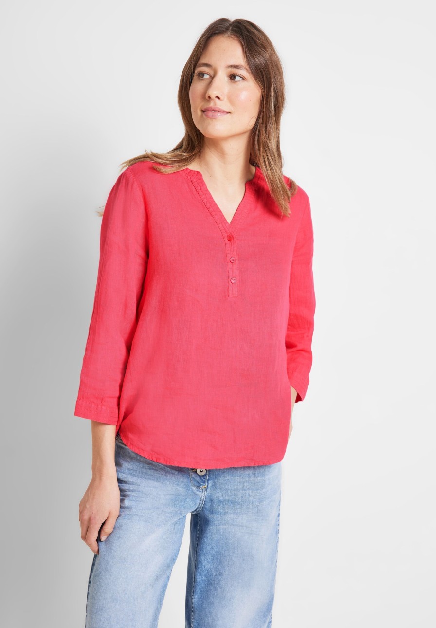 Dames Cecil | Cecil Linnen Blouse Strawberry Red 343750 14472