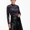 Dames Tramontana | Tramontana Velours Top Black C08-10-401