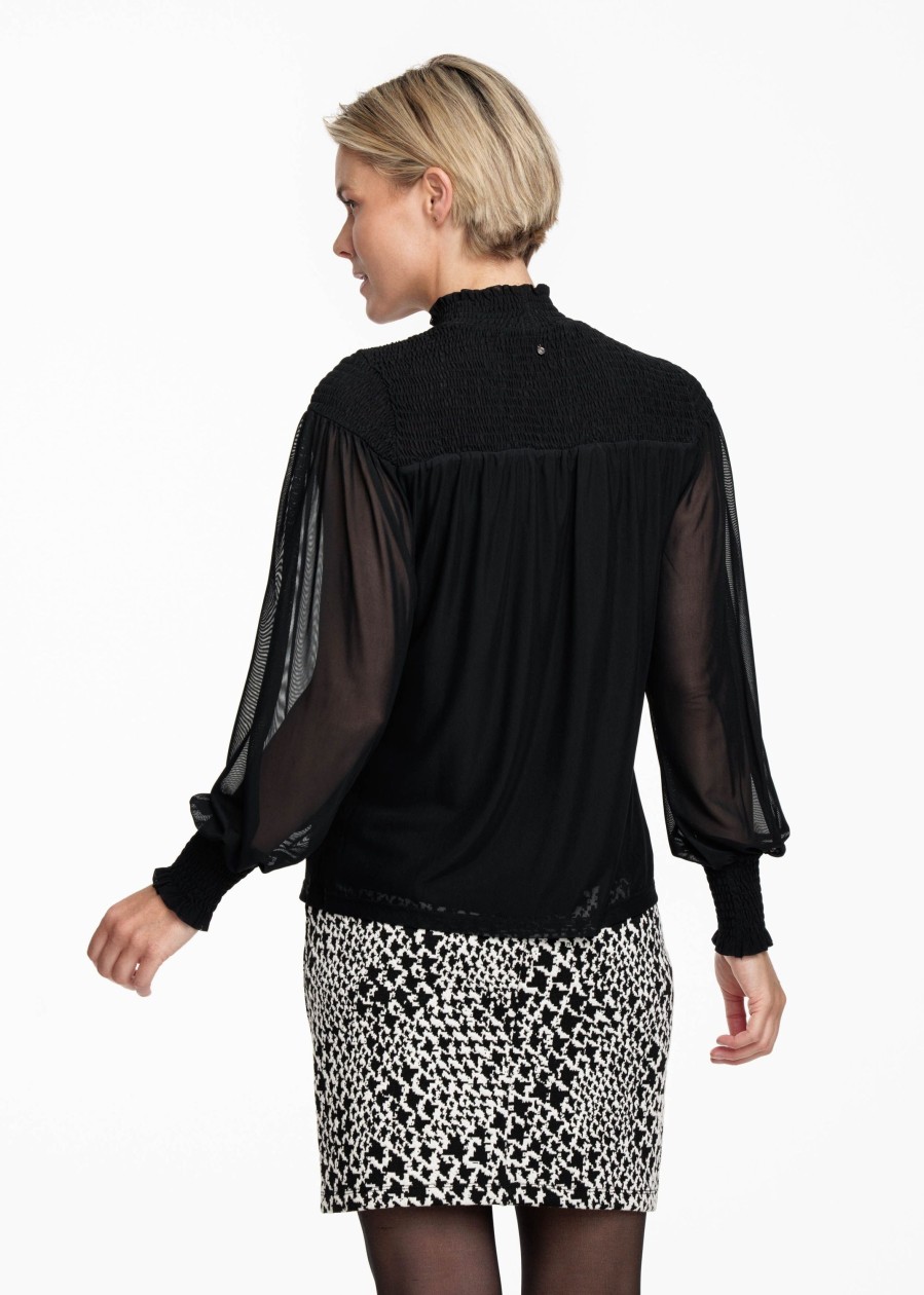 Dames Tramontana | Tramontana Mesh Blouse Black C24-10-401 9000