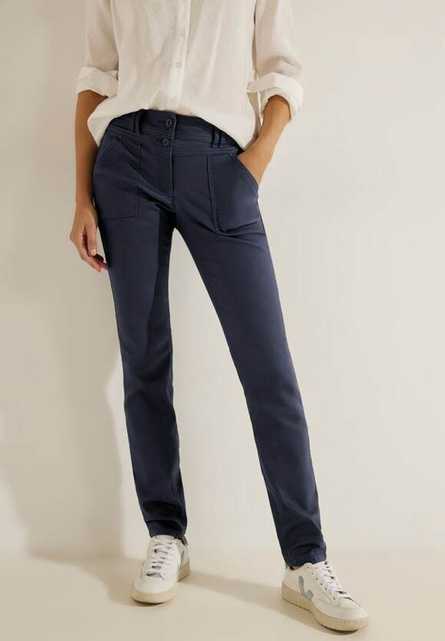 Dames Cecil | Cecil Coated Toronto Broek Night Blue 376831 14077