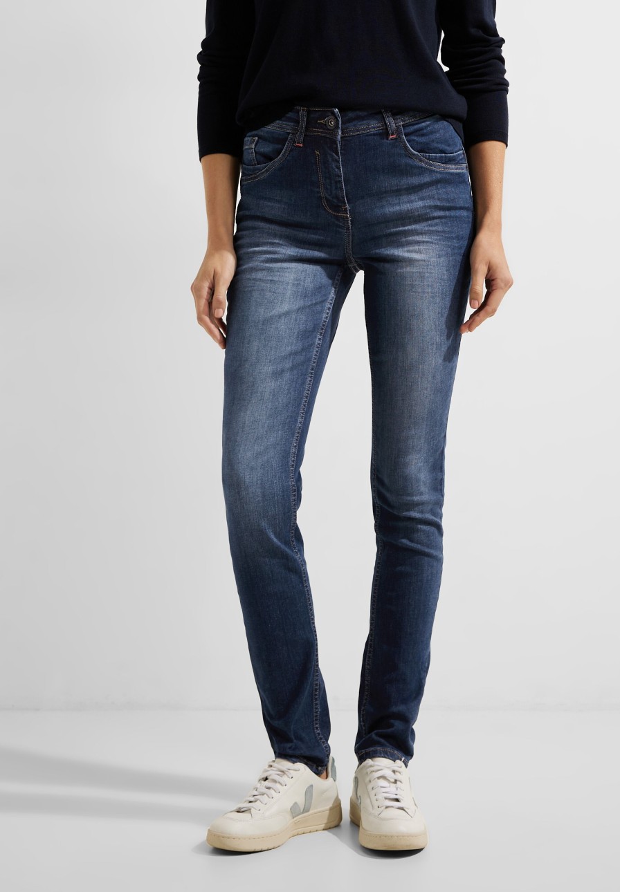 Dames Cecil | Cecil Slim Fit Jeans Vicky Mid Blue 376844 10235