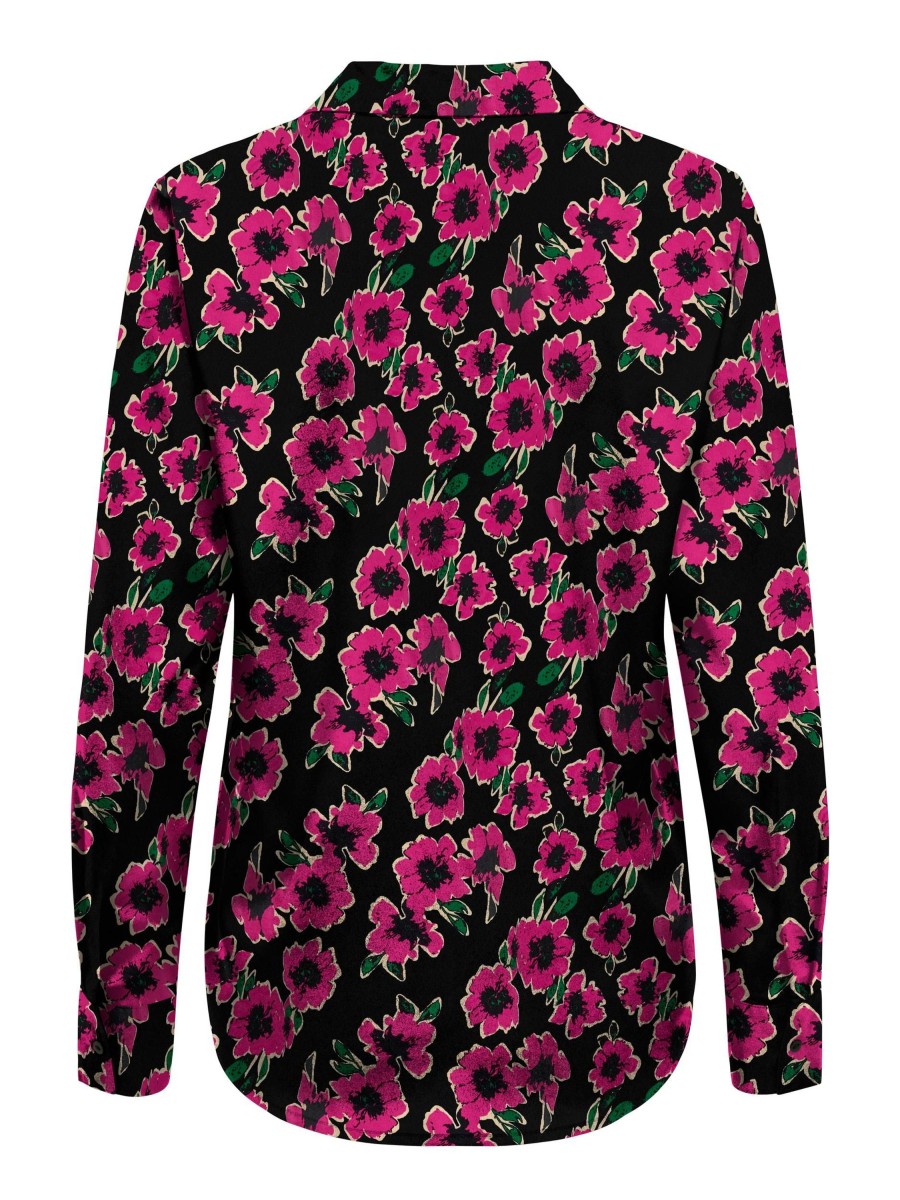 Dames Jacqueline de Yong | Jdy Blouse Met Kraag Black Pink Flower 15277285