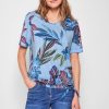 Dames Cecil | Cecil Shirt Met Blad Print Blue Bell 319638 34876