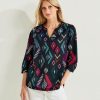 Dames Cecil | Cecil Ikat Print Blouse Night Sky Blue 344080 3407