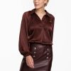 Dames Tramontana | Tramontana Satin Look Blouse Eggplant C11-10-301