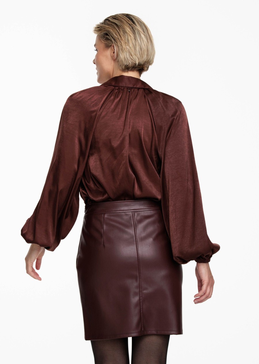 Dames Tramontana | Tramontana Satin Look Blouse Eggplant C11-10-301