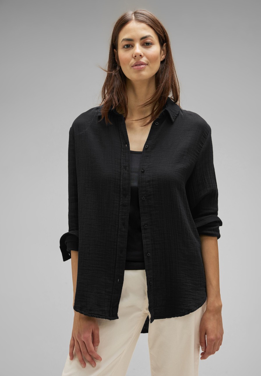 Dames Street One | Street One Mousseline Blouse Black 344232 10001