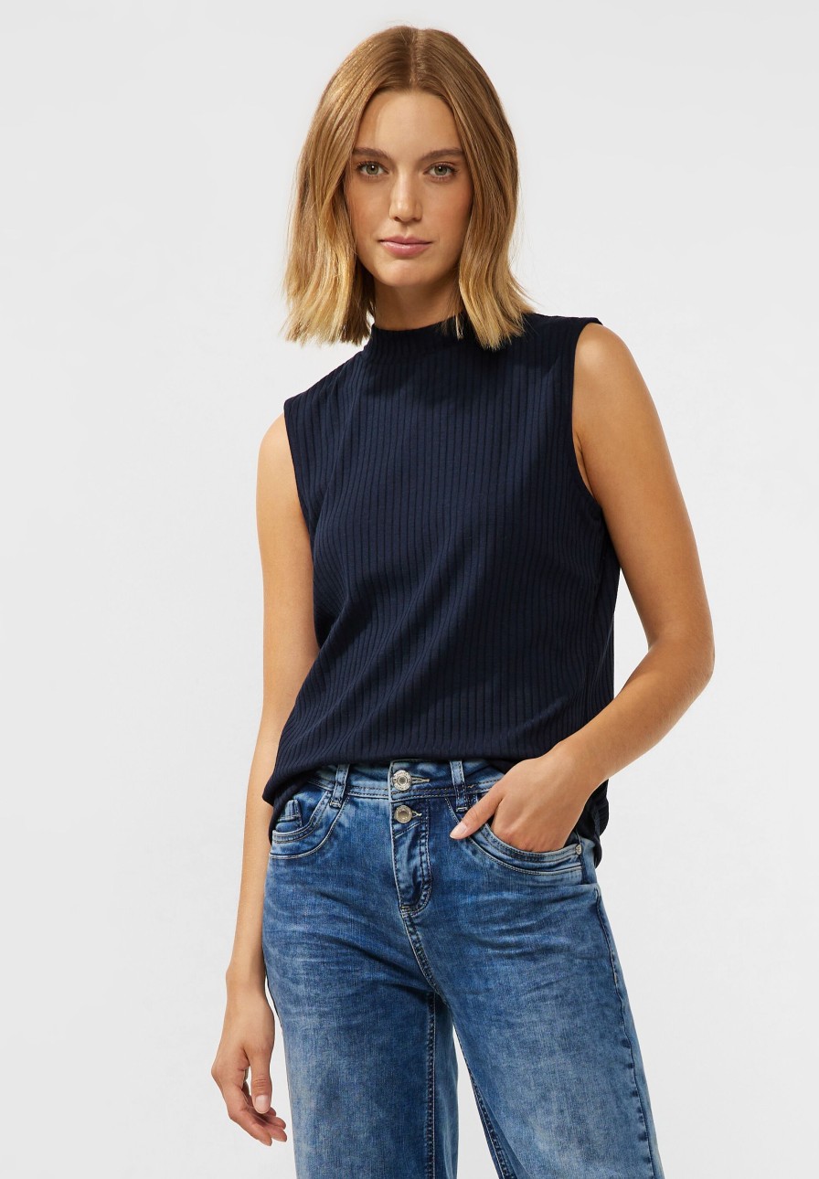 Dames Street One | Street One Ribtop Deep Blue 320343 11238